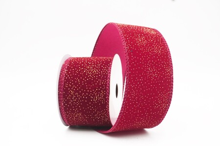 Bordeauxrood effen velourslint met glinsterend stofeffect_KW0476GC-8-8